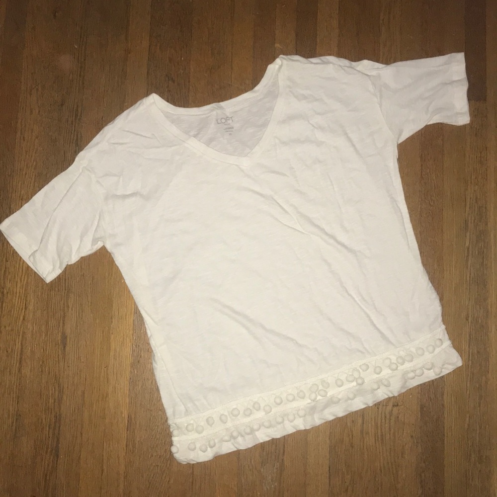 White T-shirt with Pom Pom detail